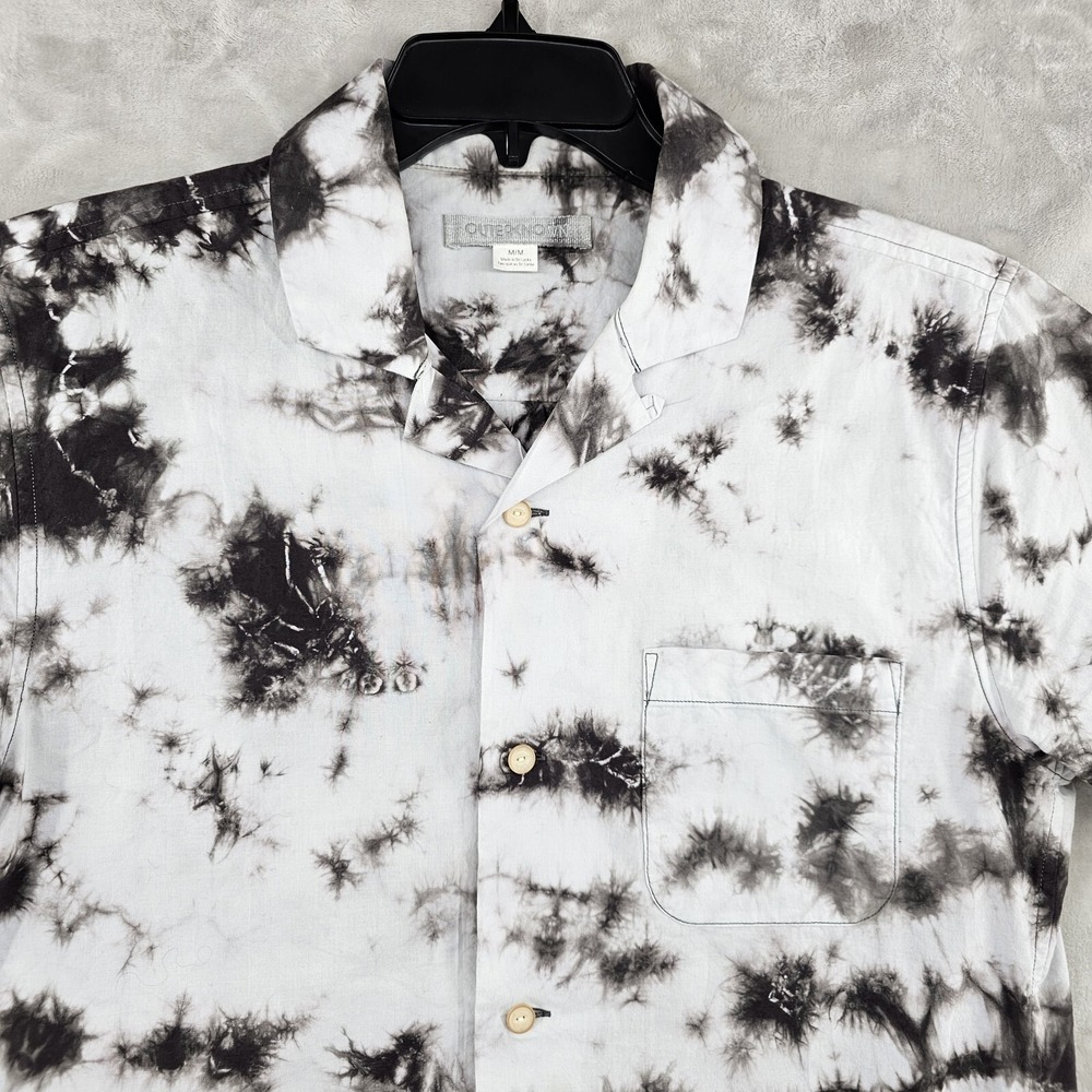 Outerknown Button Up Men Medium White Black Tie D… - image 3